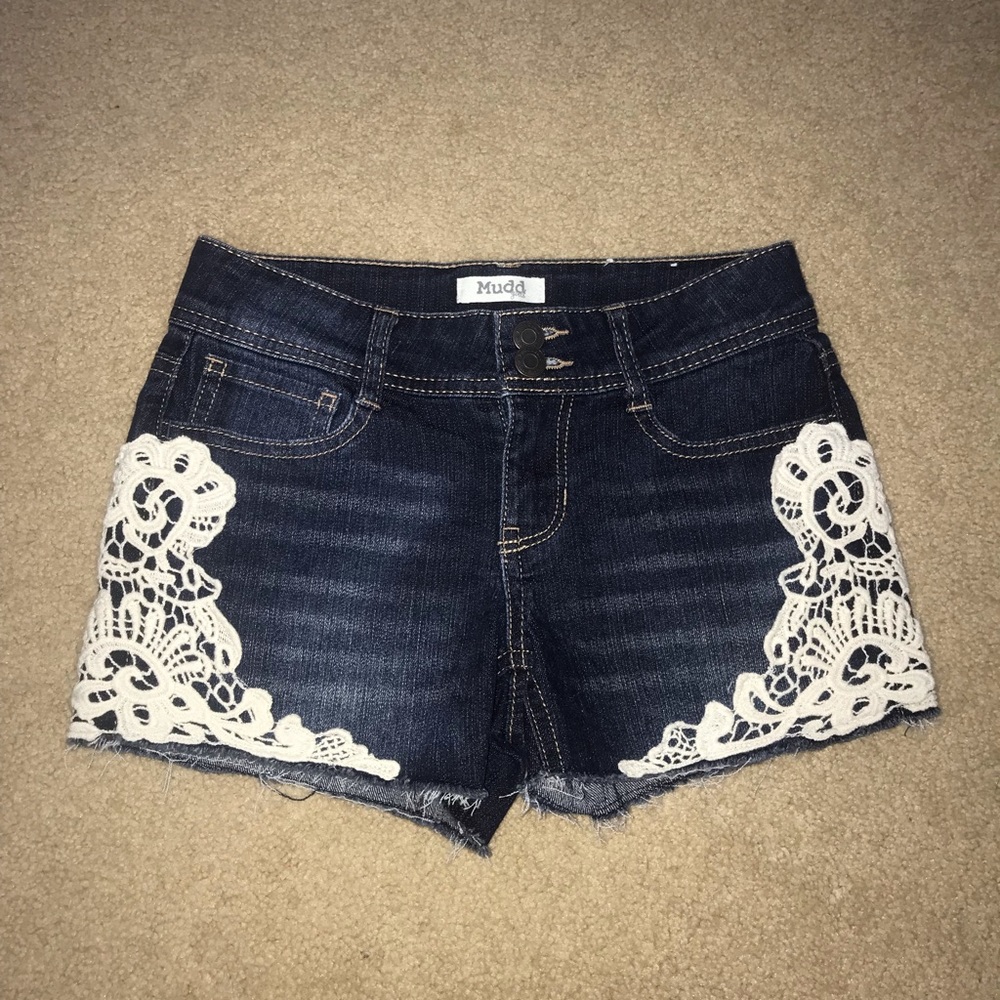 Mudd girls dark wash w/ lace shorts